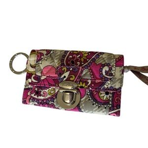 Vera Bradley Women's Quick Swipe ID Key Ring, pink, gray, purple, wallet, preppy